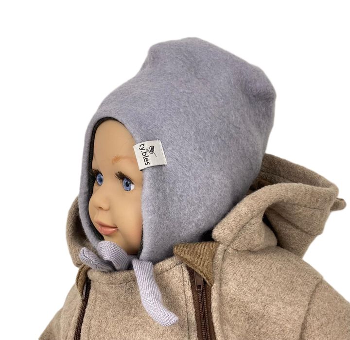Czapka wiązana 74/80 cm wełna merynos merino 100% parzona ciepła