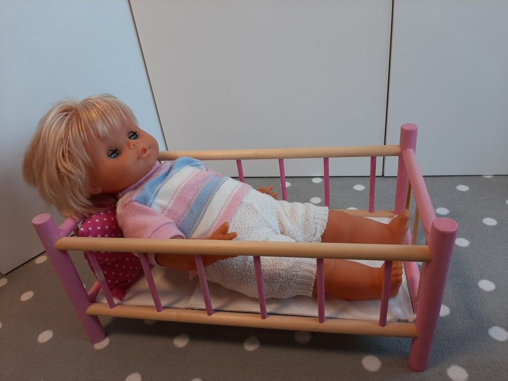 Lalka lala duża oraz łóżeczko drewniane