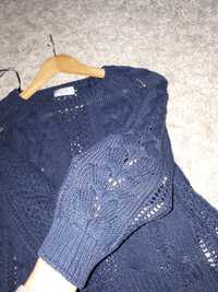 Sweter warkocz pięknie tkany L ażurowy