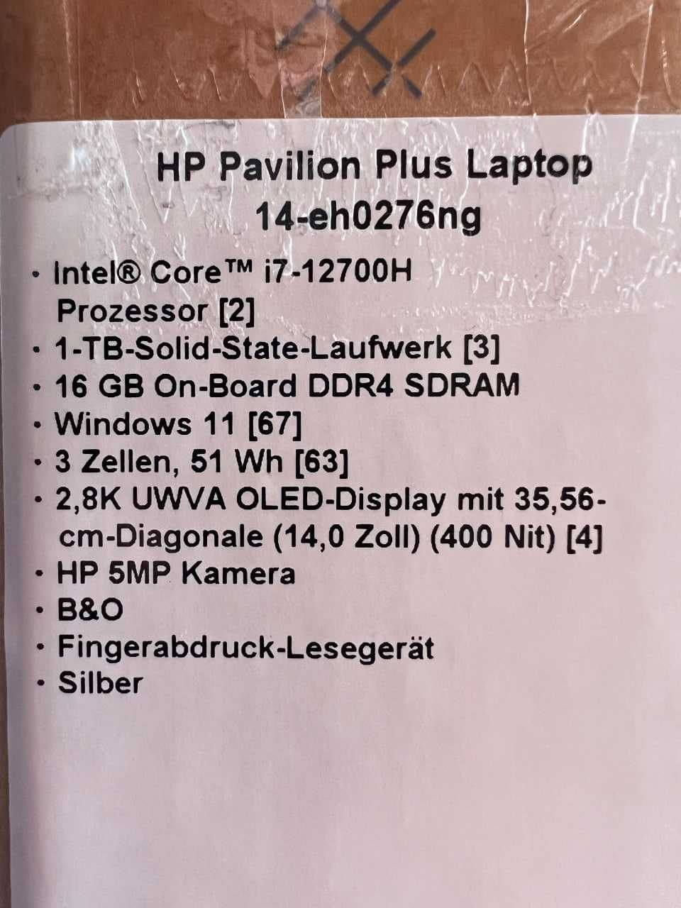Ноутбук HP Pavilion Plus 14-eh0276ng i7-12700H/16Gb/1Tb
