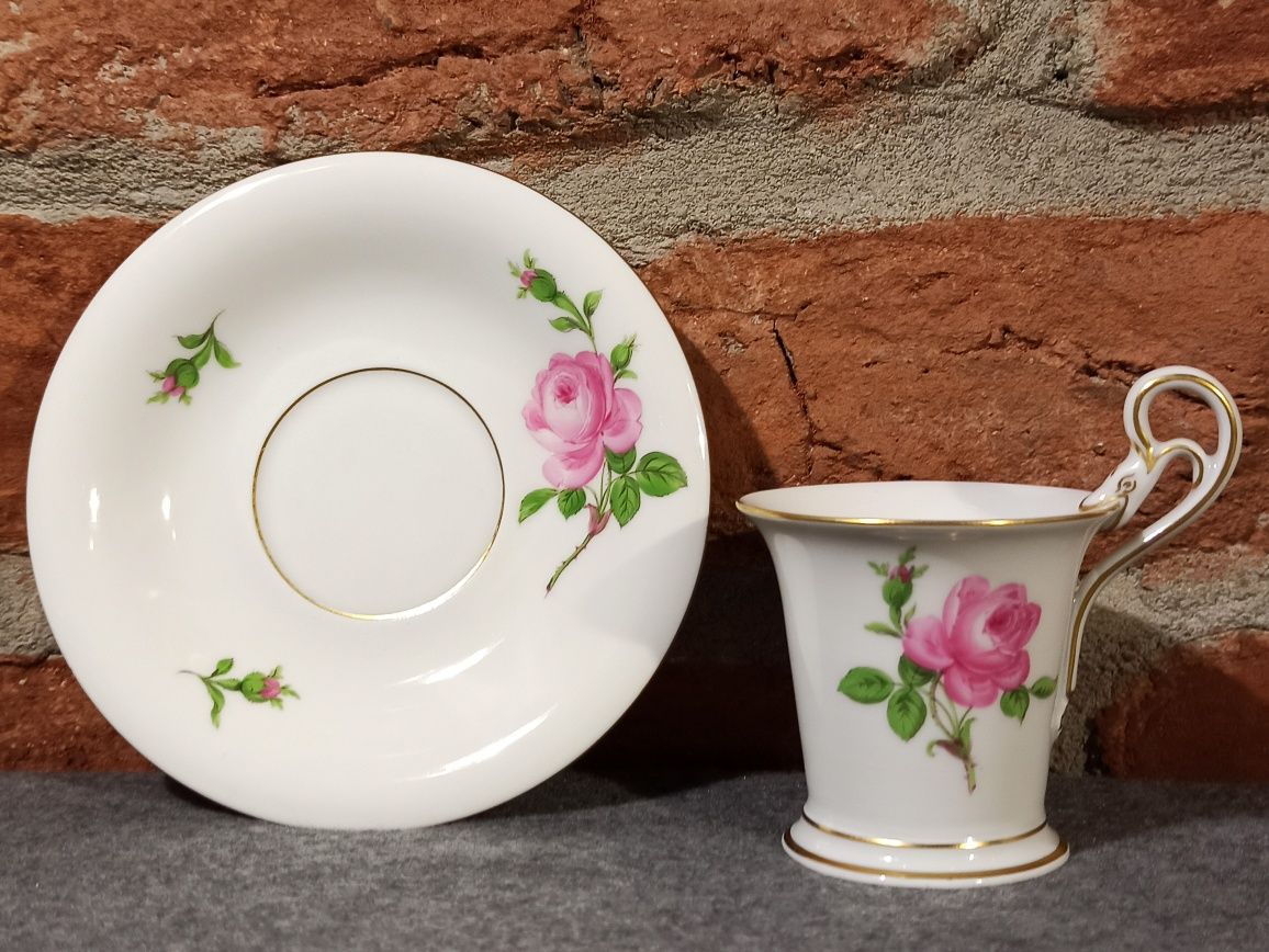 Porcelana MEISSEN Duo Mokka Miśnieńska Róża Kolekcjonerska