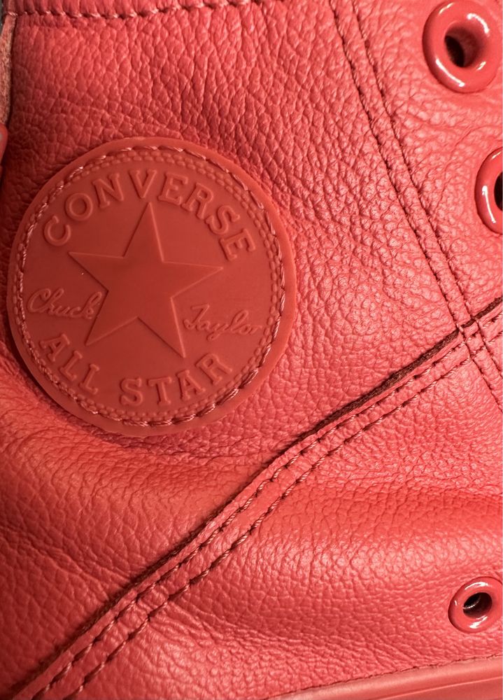 Ексклюзивні шкіряні кеди converse коралового кольору,розмір 36,5(23см)