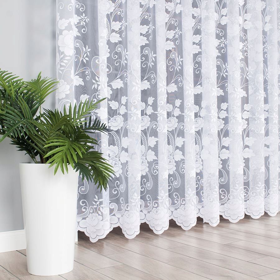 Firanka żakardowa 023006 z taśmą wys 215x400 biała