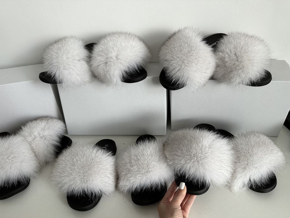 Люкс тапули с мехом , шлепки с мехом