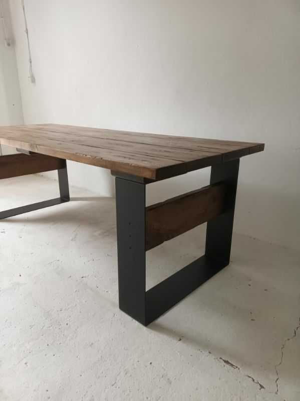 Stół dębowy na metalowych nogach 220x90
