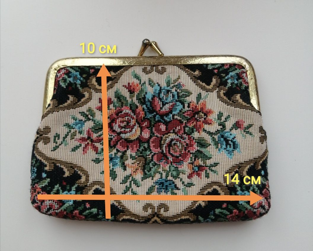 Кошелёк вышитый винтажный орнамент монетница цветы вінтаж гаманець