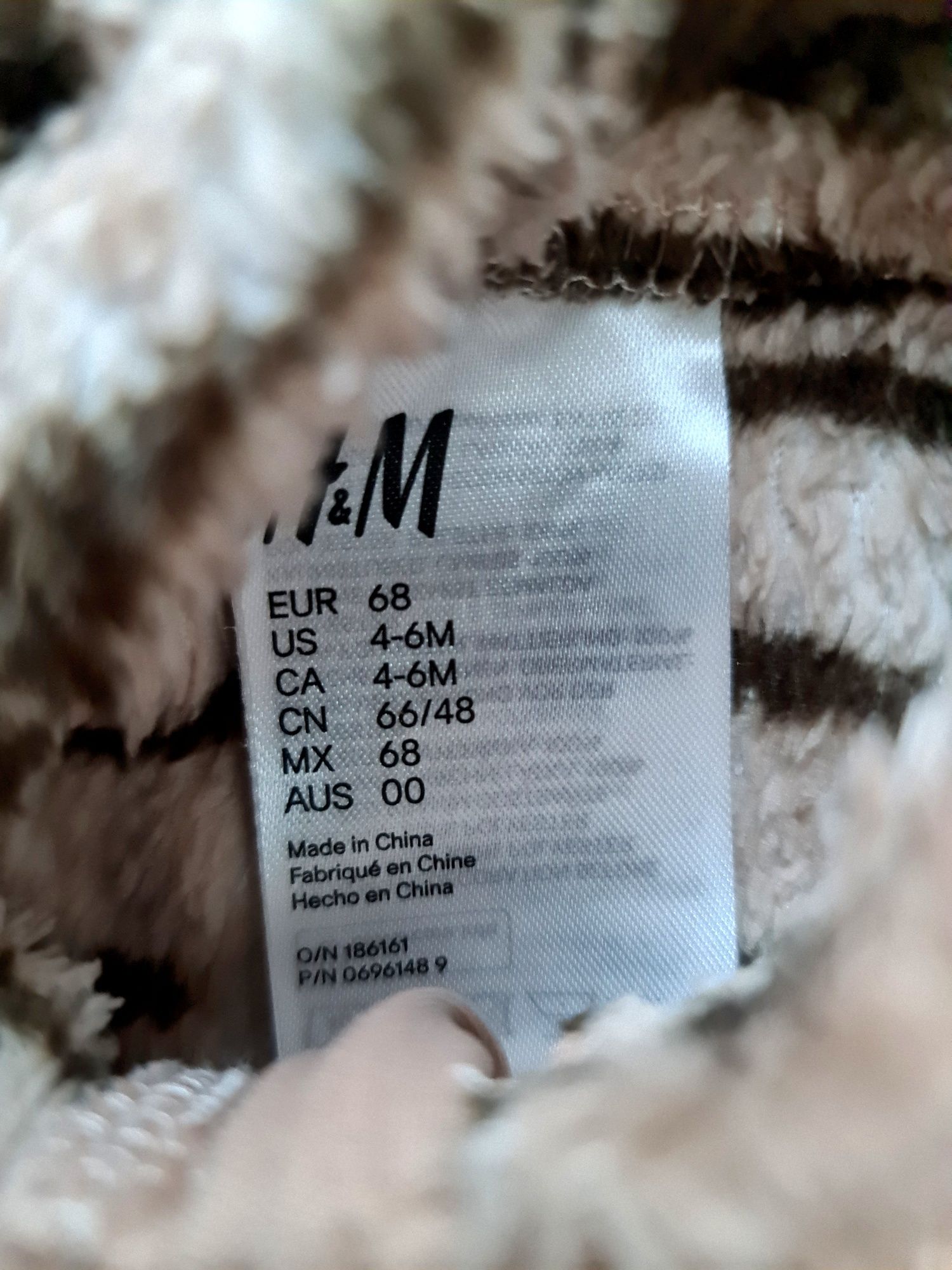 Zapinany pajacyk polarowy H&M tygrysek z ogonem rozm 68 cm