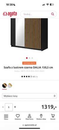 Szafa z lustrem czarna Dalia 150,5cm