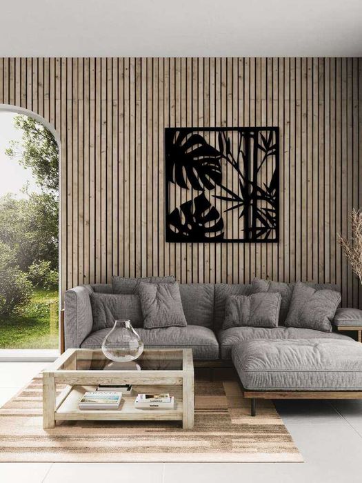 Nowoczesny czarny ażurowy obraz z MDF 3 mm – 60x60 cm