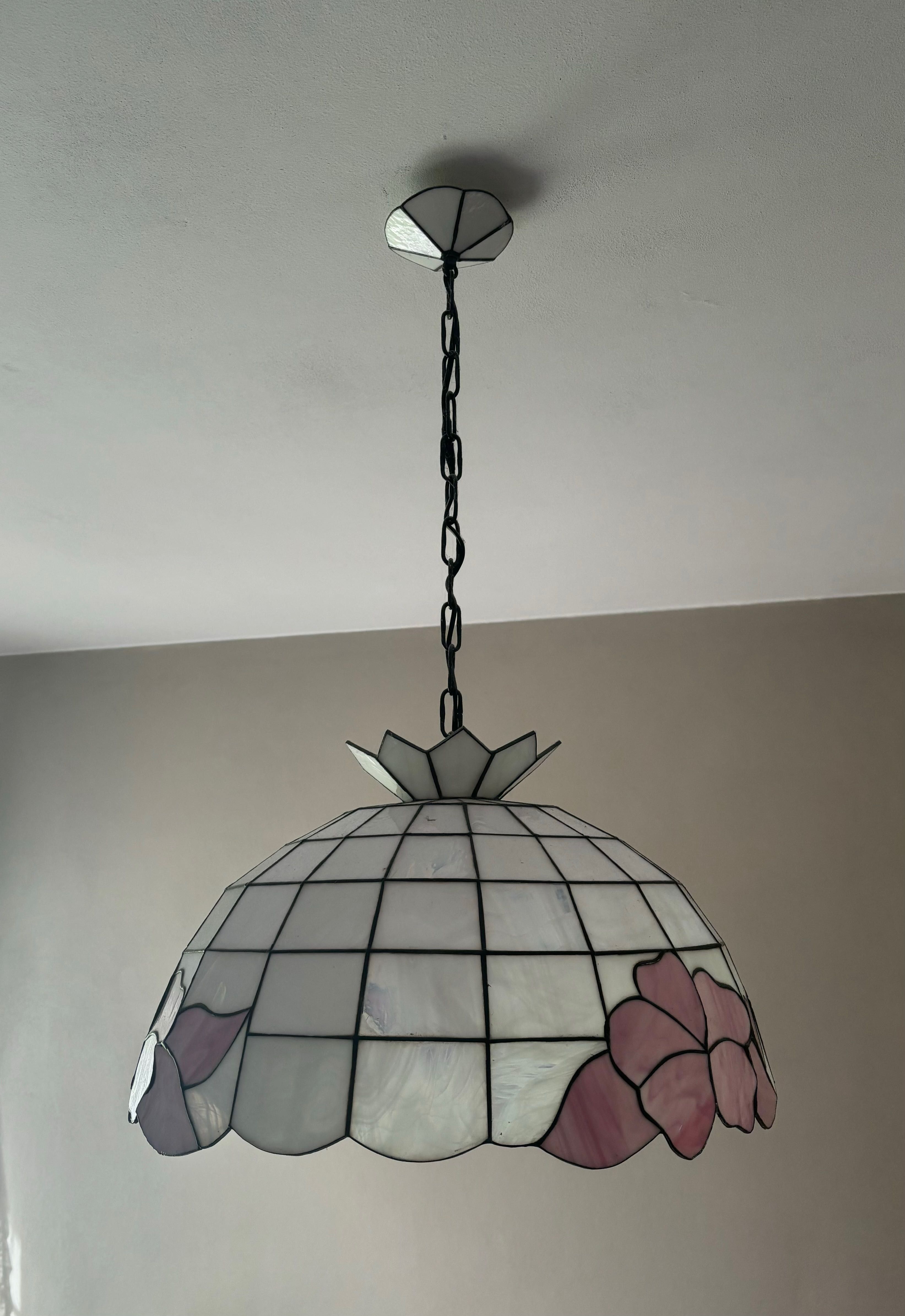 Zestaw lampa + dwa kinkiety witrażowe