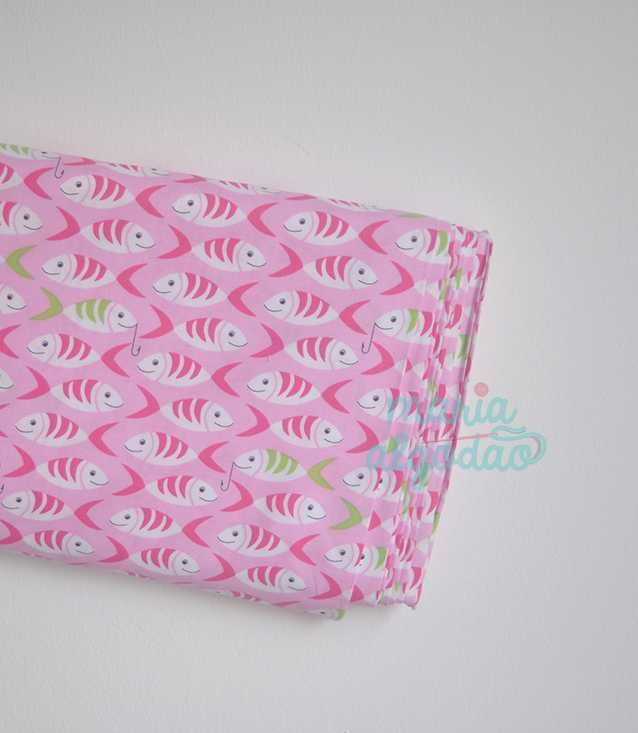 Oportunidade: Tecido 100% algodão a 6€/m - Little Fishes - Pink D