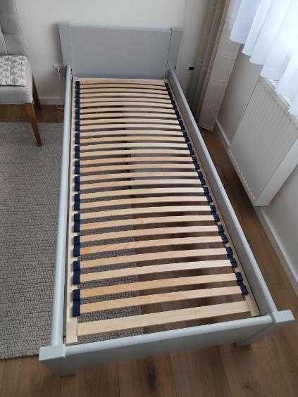 łóżko jednoosobowe, drewniane, szare, 80x200