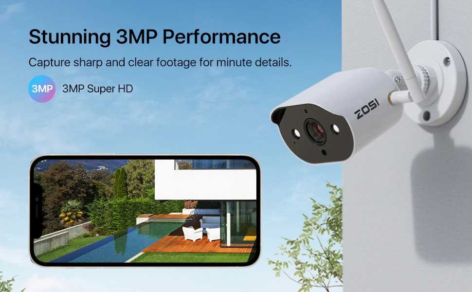 ZOSI WI-FI 3mp комплект відеонагляду на 4 камери NVR 8CH H265