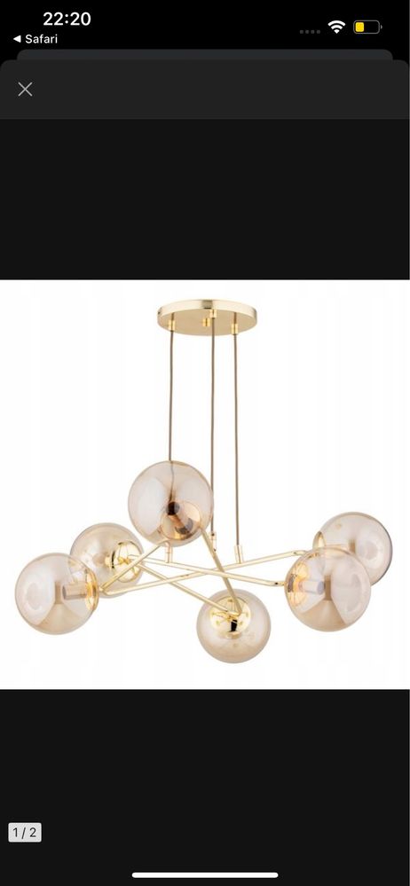 Lampa sufitowa TRISTAN 6xE14 złota kule Alfa 63248