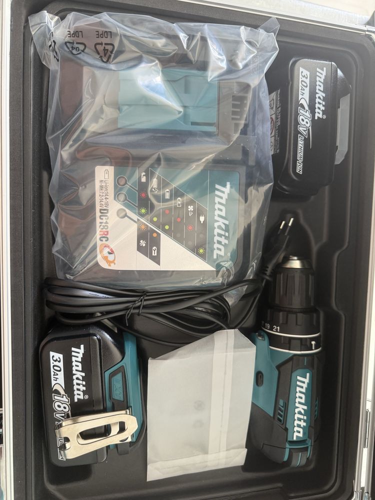 Makita DHP482RF3J 18V – Wkrętarko-wiertarka udarowa – Zestaw