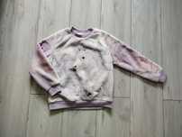 Ocieplana bluza miś jednorożec unicorn 122 128 H&M ombre fiolet lilia