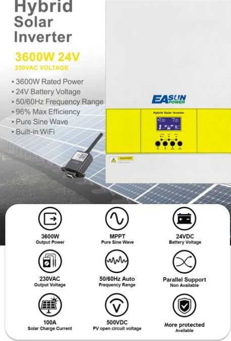 Inversor Híbrido Solar 3.6Kw 24V / 5.6Kw 48V MPPT Offgrid Onda Pura