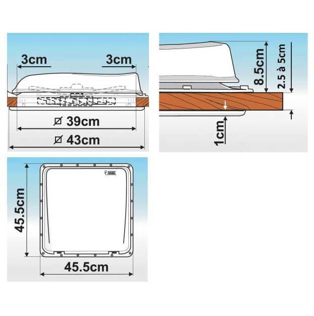 Claraboia FIAMMA 40x40cm Branca para Caravana ou Autocaravana