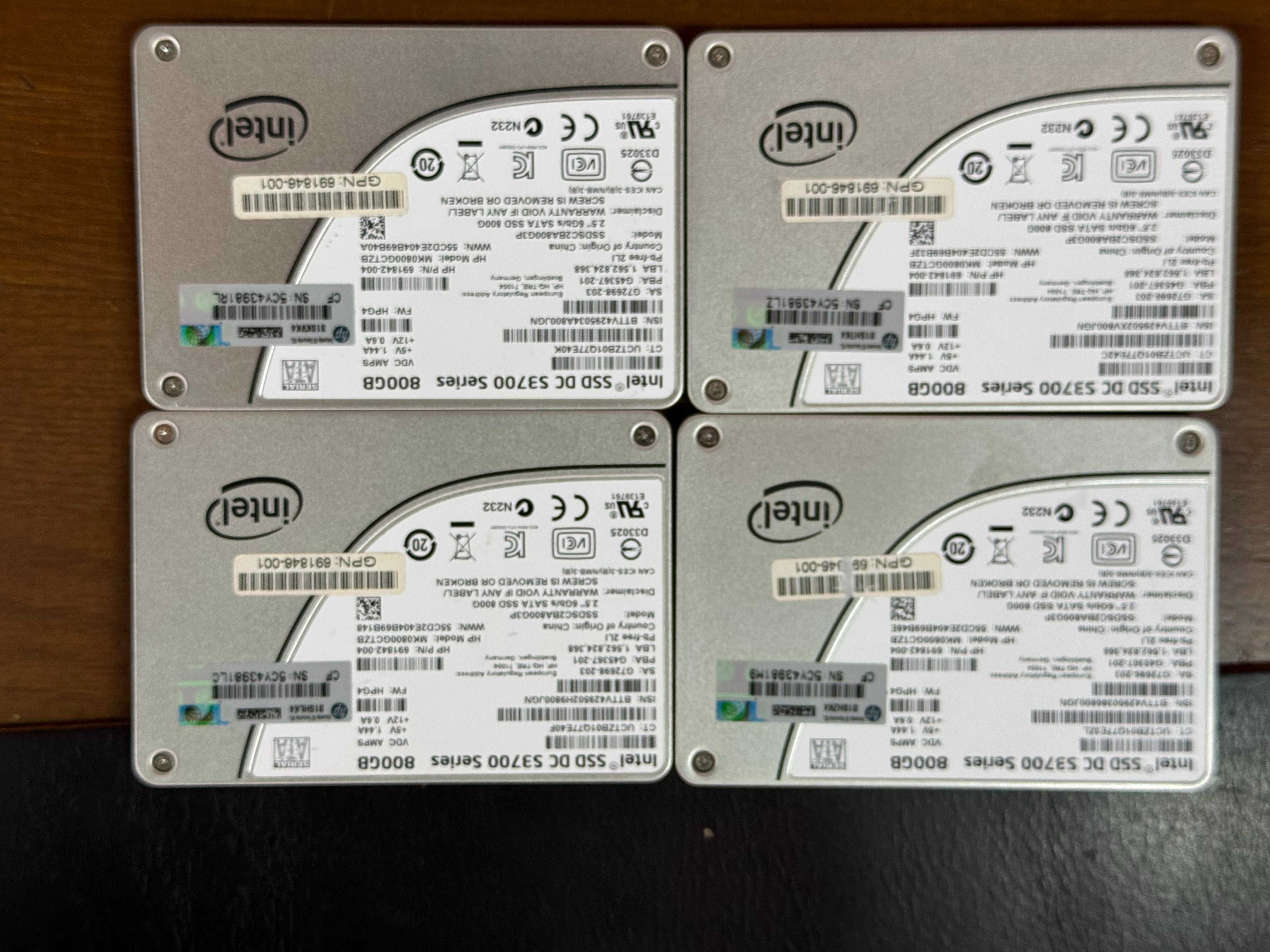 Продам Intel S3700 800gb (4шт, суммарно 3.2tb)