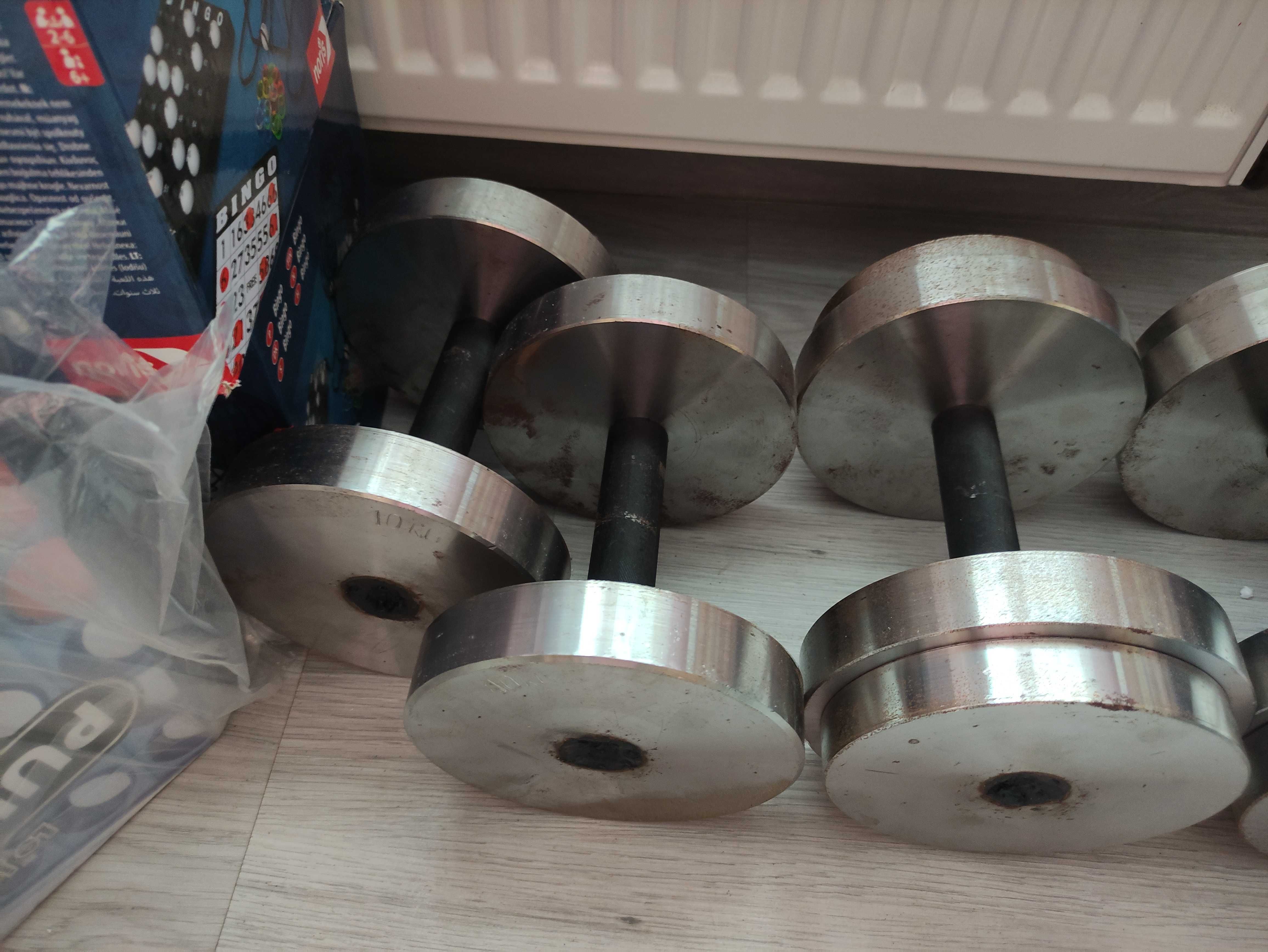 Hantle na stałe solidne metalowe 2x20kg 2x18kg 2x10kg