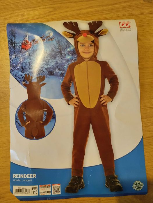 Strój kostium przebranie na balik Renifer rozmiar 116 4-5lat