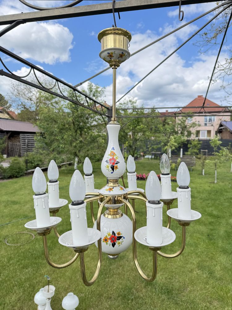 Porcelanowy żyrandol retro z czasów PRL
