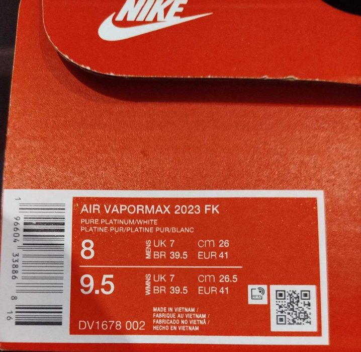 Nowe, oryginalne Nike Air VaporMax 2023 Flyknit (DV1678'002)rozmiar 41