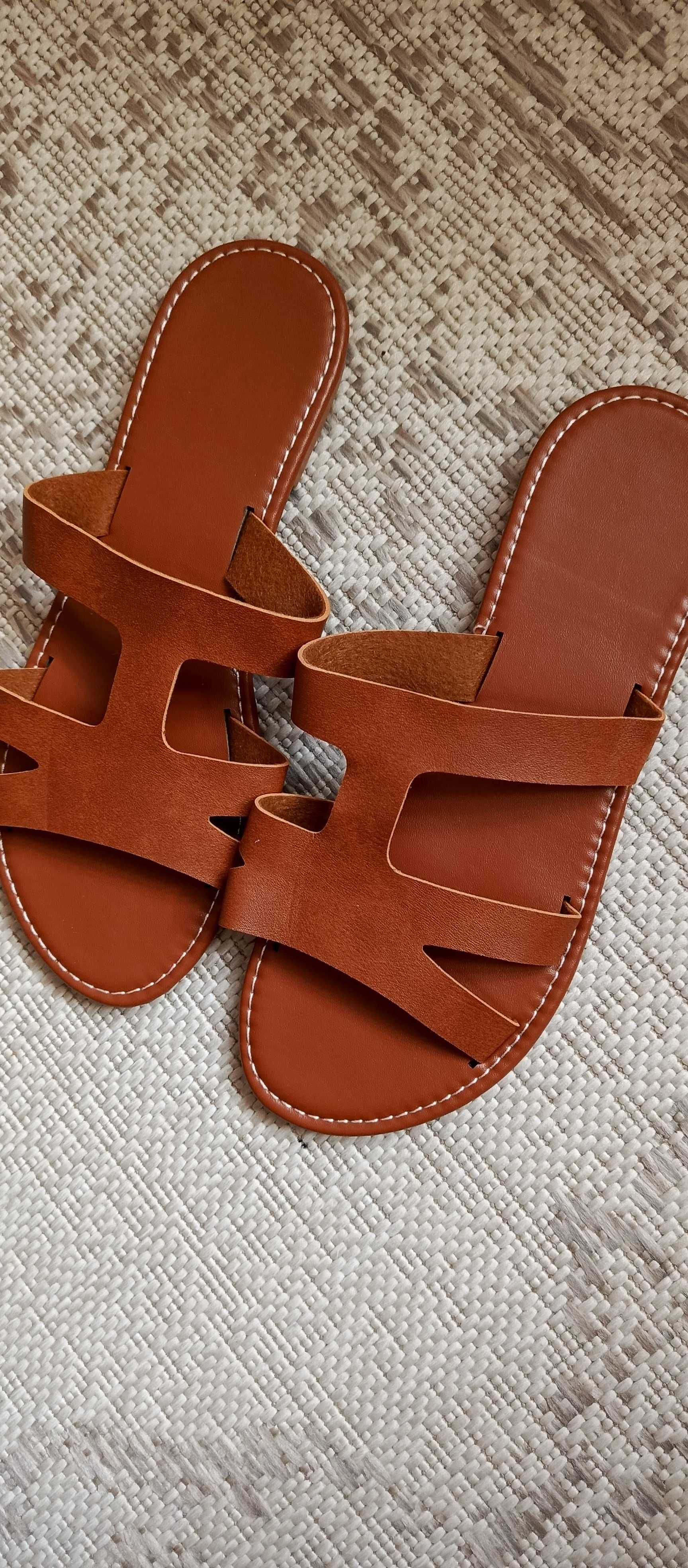 Klapki 39 camel nowe