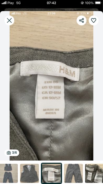 Komplet spodnie + kamizelka chlopieca 86 hm