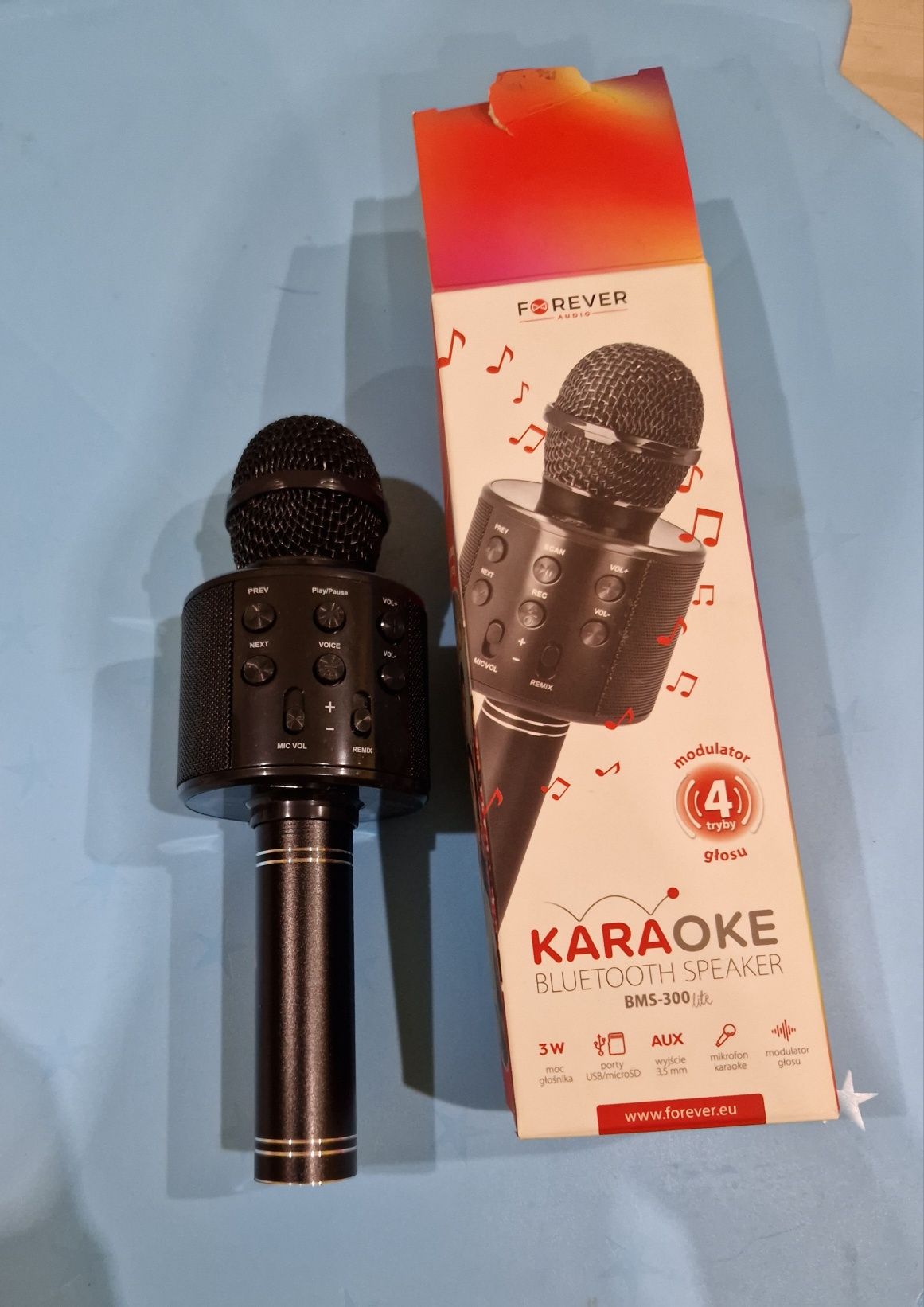 Forever MIKROFON Bluetooth Karaoke CZARNY