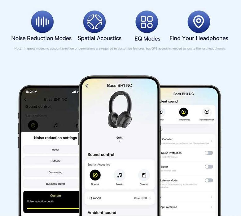 Навушники Baseus EH10 NC ANC LDAC Hi-Res 45dB BT6.0 Black