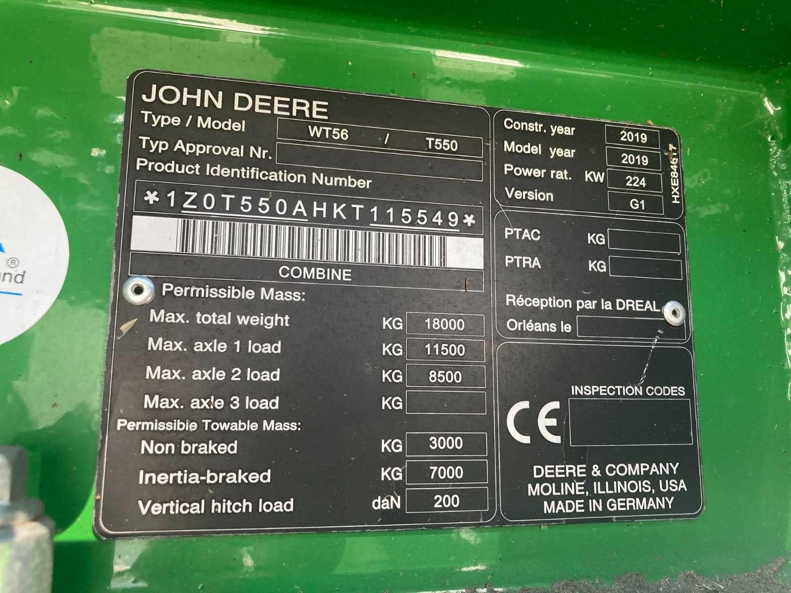 продається Комбайн зернозбиральний John Deere T550!