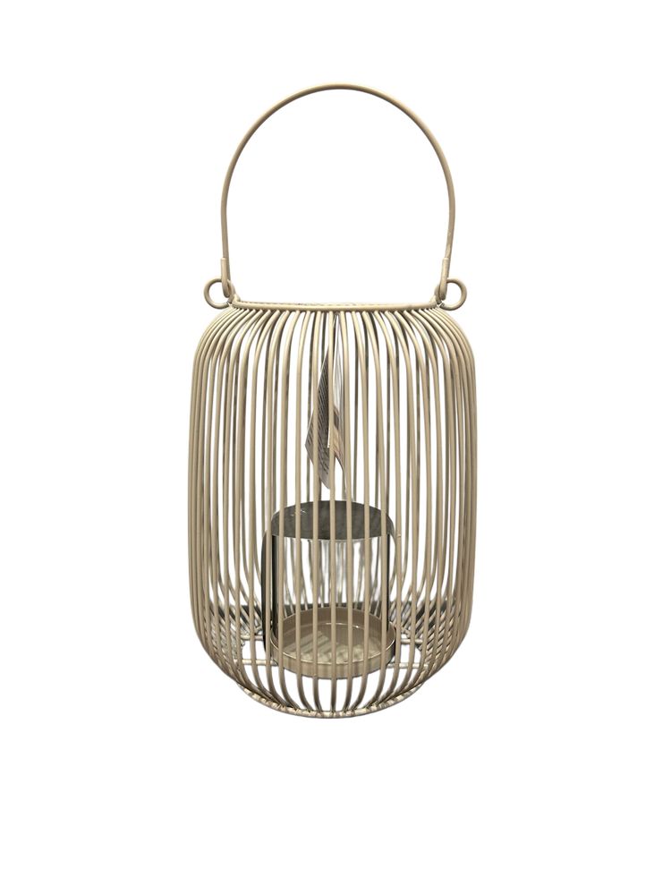 Metalowy lampion na świeczkę kremowy nr.8087