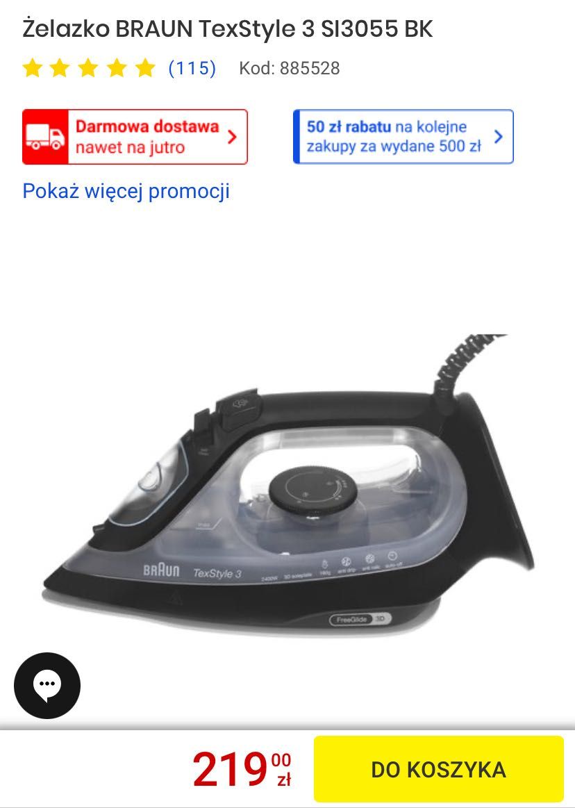 Żelazko BRAUN TexStyle 3 SI3055 BK