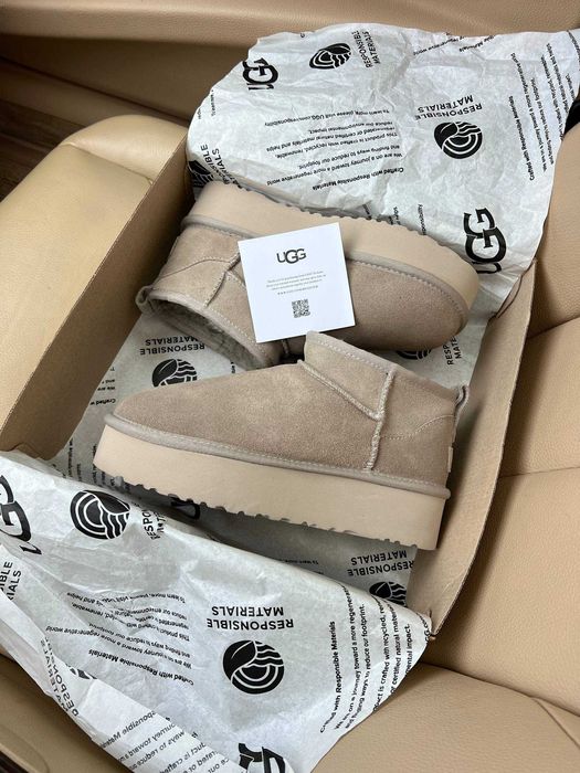 Женские сапоги UGG Classic Ultra Mini Platform Light Grey 36-41 Купить