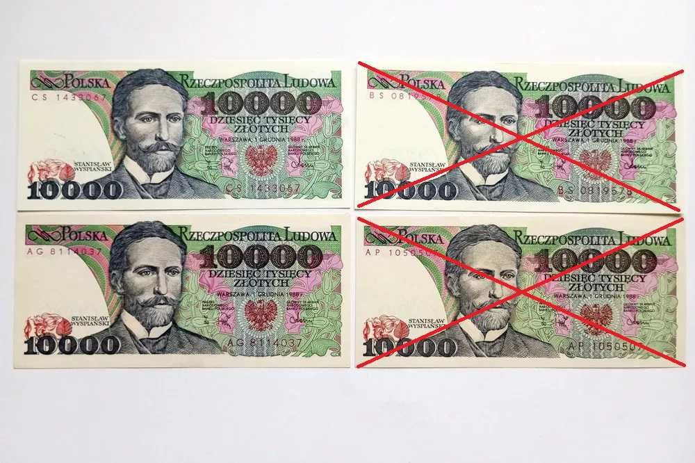 10000 zł 1988   - CB/BM/CG/CF/CS/AG/AP/BS -  st.  UNC-