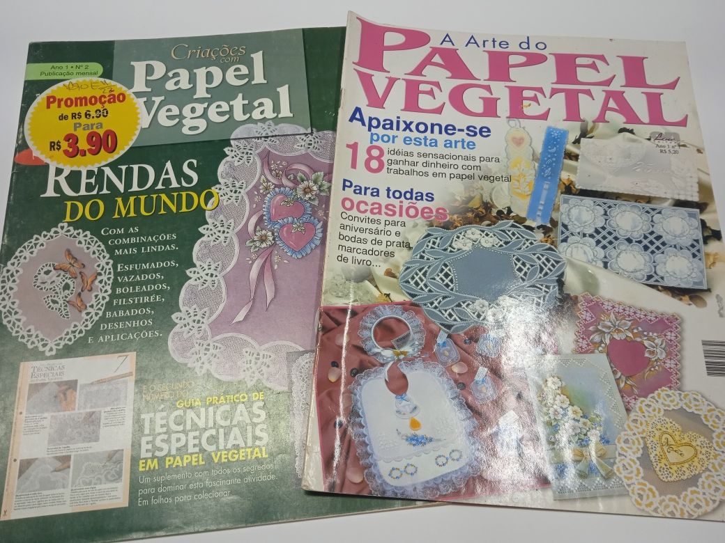 Revistas a ensinar Pérgamano/ renda em papel vegetal