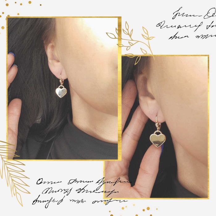 Złote kolczyki p.585/2,21g wiszące blaszki/serca