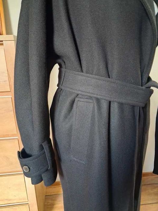 Płaszcz Zara czary wełna wełniany wiązany z paskiem rozm M