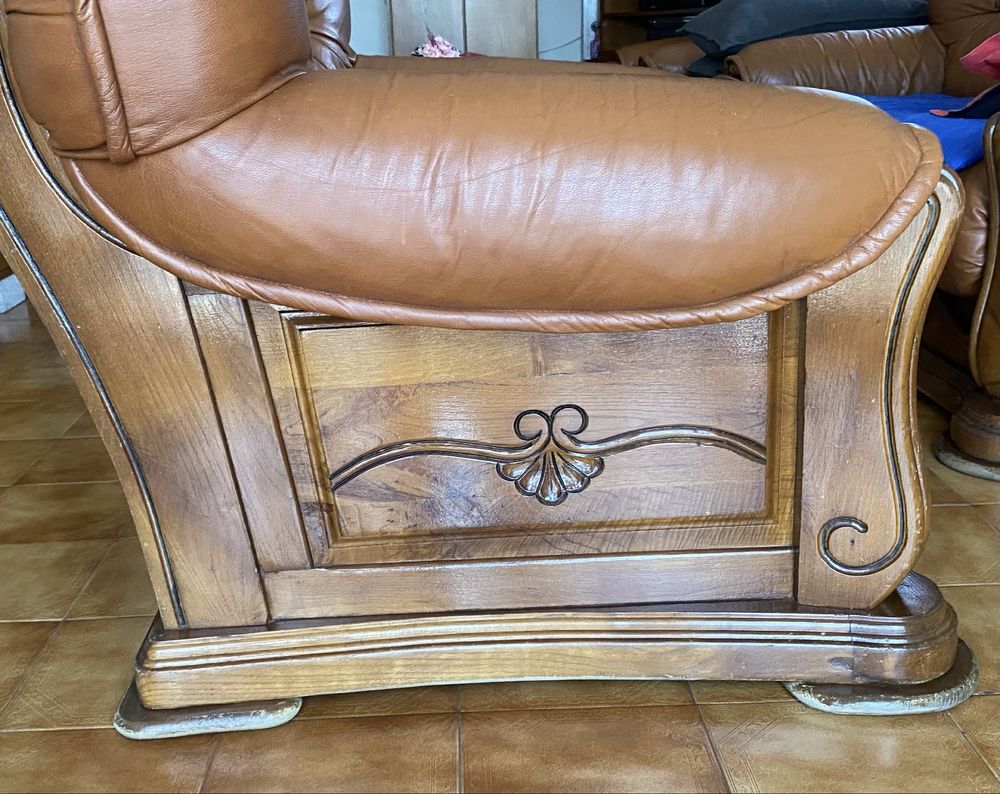 Conjunto 3 Sofás Vintage Pele