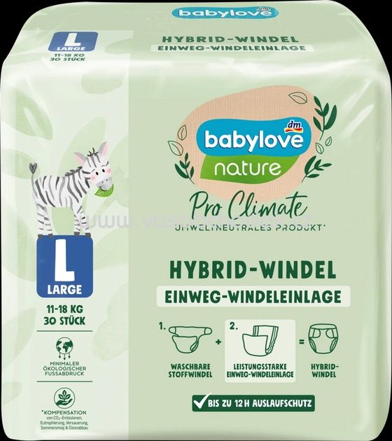 Екопідгузки, вкладиш, Babylove Pro Climate L (11-18 кг) 30 шт