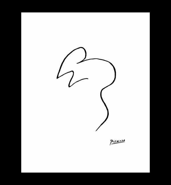 Picasso Jedną Linią Plakat Myszka, Białe Tło