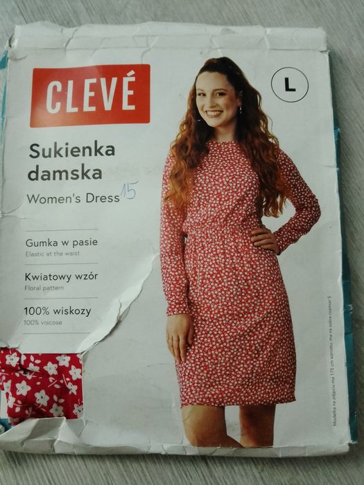 Nowa sukienka damska z długim rękawem kwiatowy wzór l