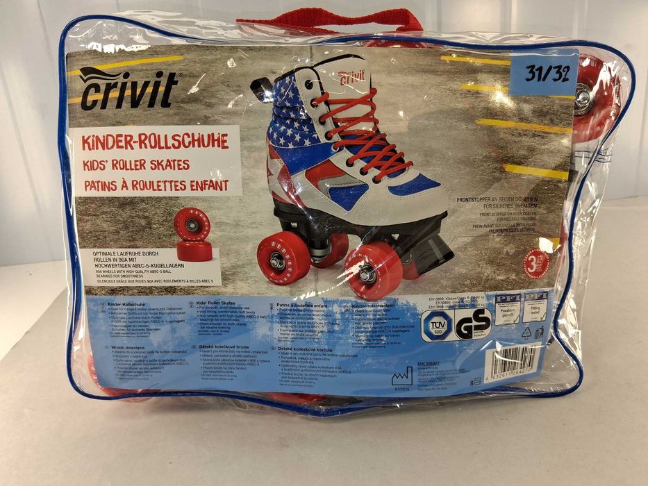 N087 Wrotki Rolki Dziecięce Roller Skates Crivit 31/32 Flaga USA