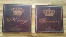 2 obrazki do sypialni lub oznaczenia gabinetów - King, Queen