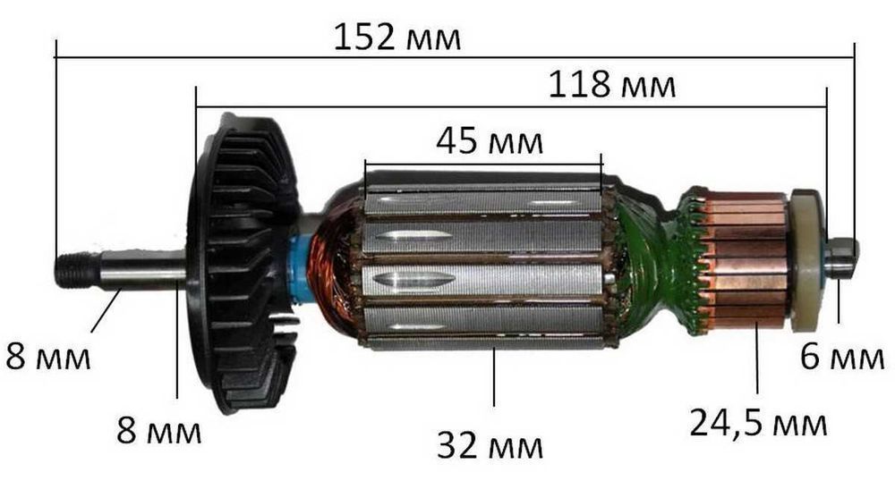 Якорь (ротор) болгарки УШМ Фиолент 125 ор-л ИДФР684263018-01И, як151