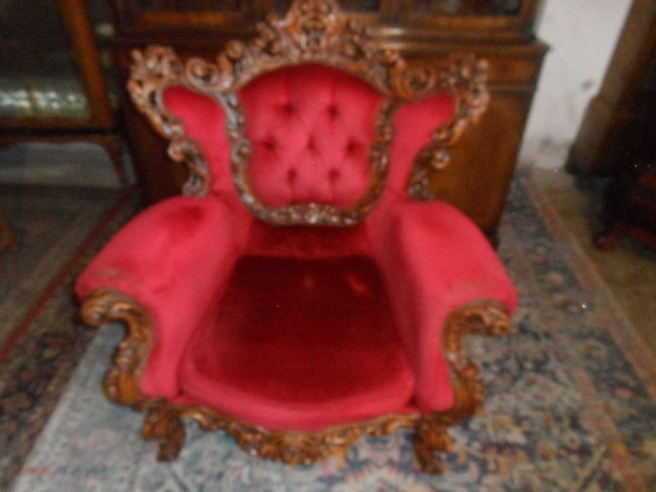 Fotel Barokowy Bogato Rzeźbiony z Holandii