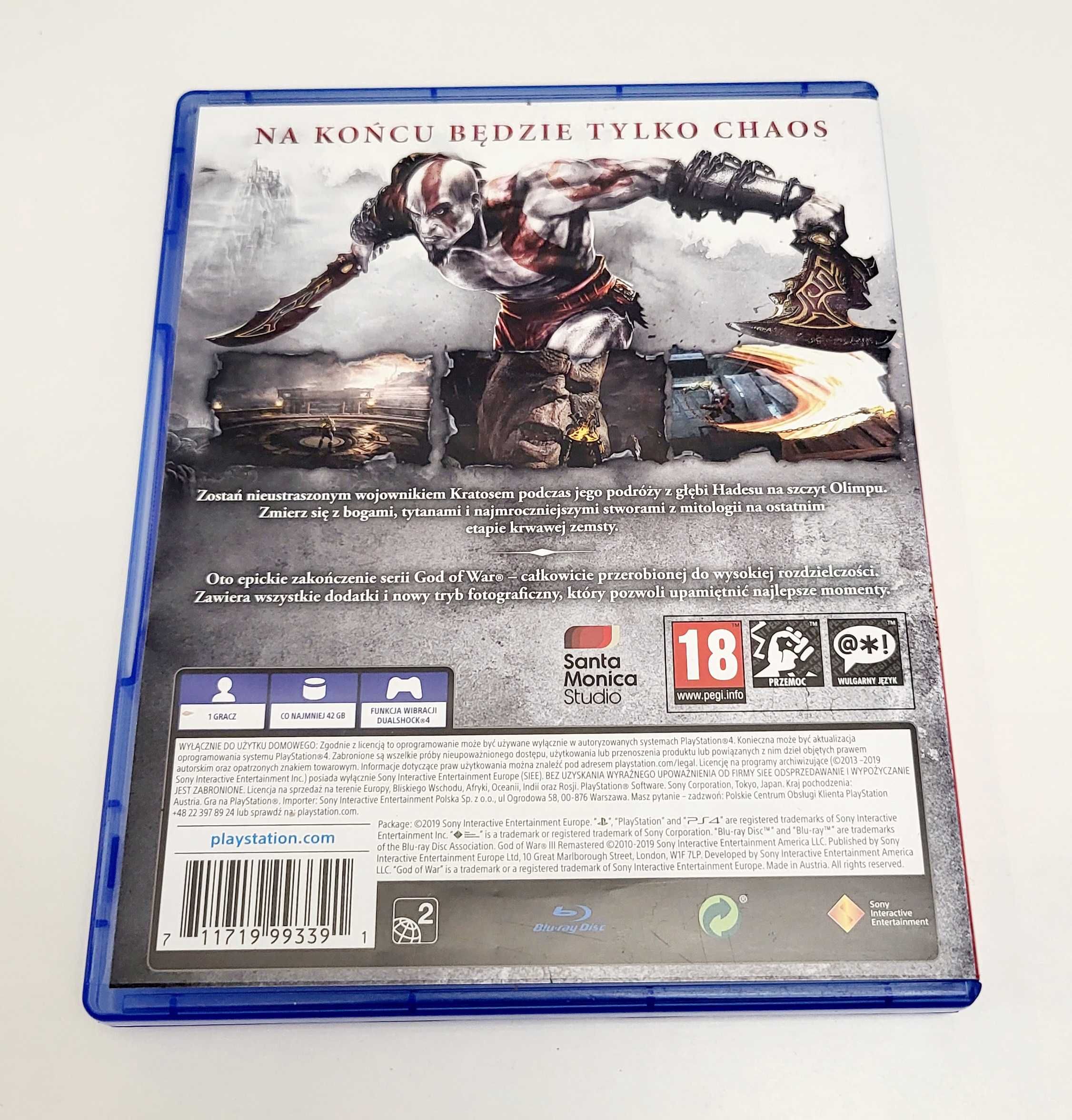 Gra God Of War III 3 Remastered PL PS4 PS5 Playstation 4 5