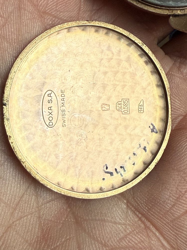 zloty zegarex doxa „krab „ zloto pr 585, antymagnetic