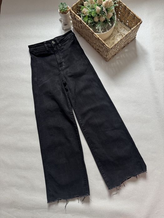 Чорні джинси широкі з прямим кроєм 32 H&M
